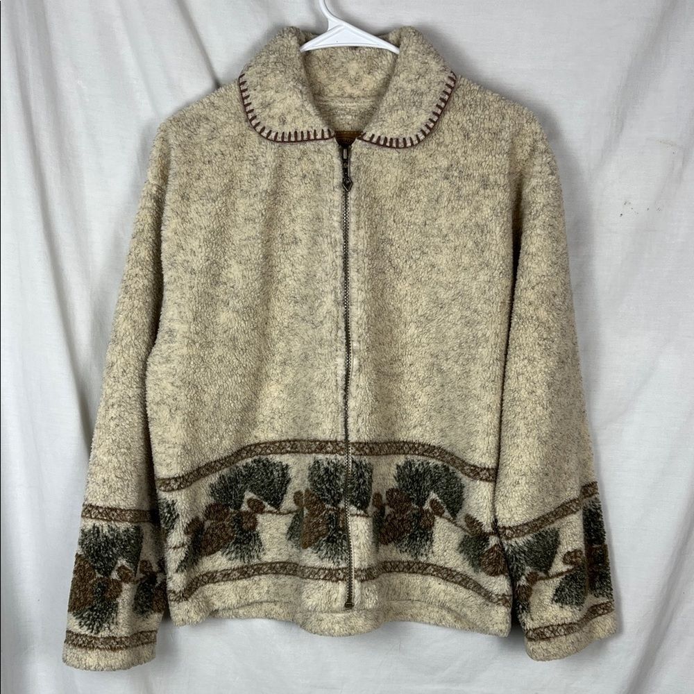 ALPS Apparel Tan Zip Up Sweater with Brown Accents